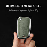 Aluminum Alloy Goatskin Car Key Case Cover For VW Golf 7 mk7 Skoda Octavia A7 Tiguan MK2 SEAT Ateca Leon FR 2 Ibiza Car Inter