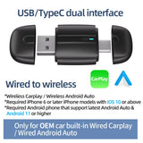 2in1 Wireless CarPlay Dongle Type-C USB Converter