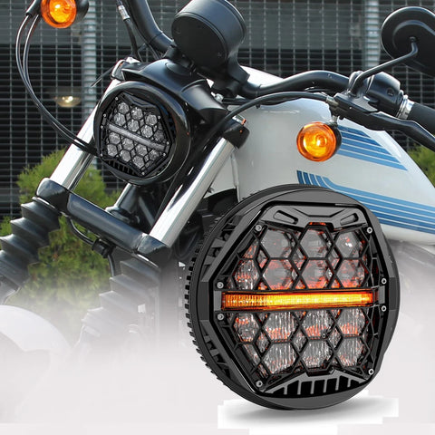 Emark 5.75 Inch LED Headlight For Harley Dyna Softail Sportster Triumph Victory 5 3/4 Headlamp With Hi/low Beam DRL 12V Led L