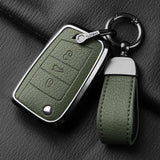 Aluminum Alloy Goatskin Car Key Case Cover For VW Golf 7 mk7 Skoda Octavia A7 Tiguan MK2 SEAT Ateca Leon FR 2 Ibiza