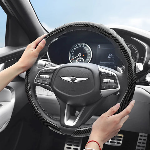Snap-On Wave-Shaped Steering Wheel Cover for Genesis GV80, G90, G80 Car Interior Accessory Hocasen