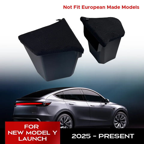 For Tesla New Model Y 2025 Launch Juniper Rear Trunck side Storage Box with Flocking or TPE Lids Covers and Drawstring storag
