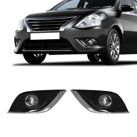 LED Fog Lights with Chrome Cover for Nissan Sunny 2014-2018 Car Interior Accessory MAGIC COLORM