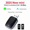 2-in-1 Wireless CarPlay and Android Auto Adapter Plug-and-Play
