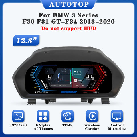 12.3-Inch Digital Gauge Cluster for BMW 3 and 4 Series Android Head Unit AUTOTOP