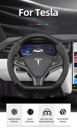 Steering Wheel Cover Matte Carbon for Tesla Model 3 Car Interior Accessory Hocasen