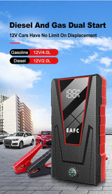 EAFC 12V Car Jump Starter Power Bank Portable Car Battery Booster Charger Starting Device Auto Emergency Start-up Lighting