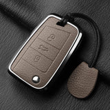 Aluminum Alloy Goatskin Car Key Case Cover For VW Golf 7 mk7 Skoda Octavia A7 Tiguan MK2 SEAT Ateca Leon FR 2 Ibiza