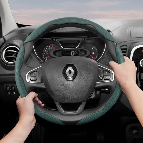 Renault Non-Slip D-Shaped Leather Steering Cover Car Interior Accessory Hocasen
