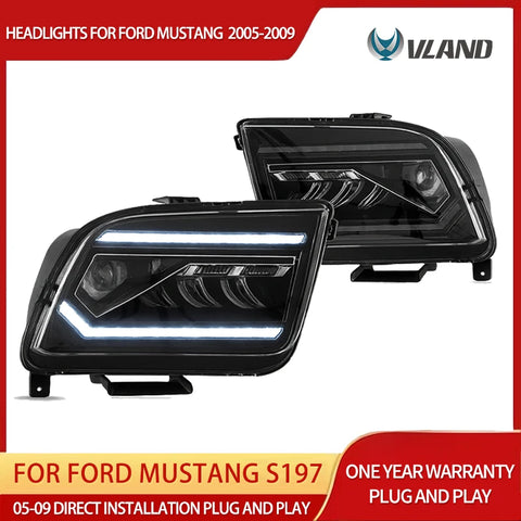 LED Projector Headlights Dual Beam Ford Mustang 05-09 Car Interior Accessory Vland