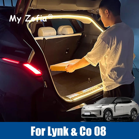 For Lynk & Co 08 EMP 2024-2026 Car Rear Trunk LED Light Bar Strips Trunk Decorative Lamp Strip Automatic Light Accessories Ca