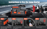 Car Jump Starter Air Pump 150PSI 26800mAh Peak Current 4250A Car Battery Booster Tire Air Compressor Android Head Unit Biuble