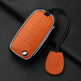 Metal and Leather 3 Button Car Key Case Cove For VW Volkswagen Beetle Caddy Eos Golf Jetta Polo Scirocco Tiguan Touran UP