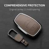 Aluminum Alloy Goatskin Car Key Case Cover for Subaru BRZ XV SV Forester Legacy Outback Crosstrek Impreza WRX Ascent keychain