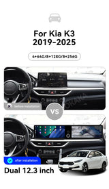 24.6" Dual Screen Android Auto CarPlay System for Kia K3 2019–2025 Android Head Unit Aotsr