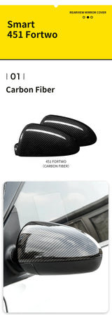 Carbon Fiber Mirror Covers for Smart Fortwo 09-14