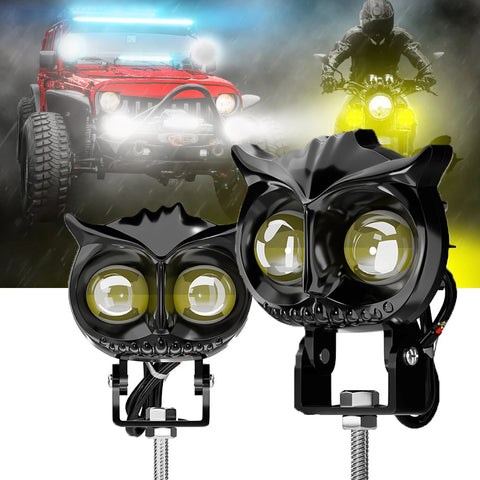 Motorcycle Car LED Headlight Owl Design Auxiliary Spotlight Off-Road Work Light Driving Fog Lamp For ATV Scooter UTV LED Head