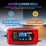Car Battery Charger 12V 6A Intelligent Fast Charging Pulse Repair Type Full Auto-Stop Dual-Mode Lead Acid for Motorcycle Truc