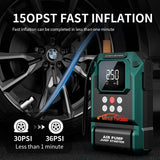 Portable 12V Jump Starter & Air Pump for Cars, Motorcycles, and Bikes, 2000A Peak, 150PSI, LED Light & USB Output Jump Starte