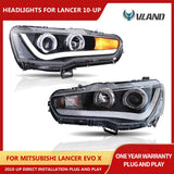Projector Headlights with Angle Eyes for Lancer Evo X LED Ambient Light vland 6500-7000K United States