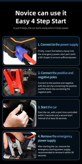 2000A 12V Car Jump Starter Portable Power Bank Battery Charger Emergency Car Booster for 8.0L Gas/7.0L Diesel
