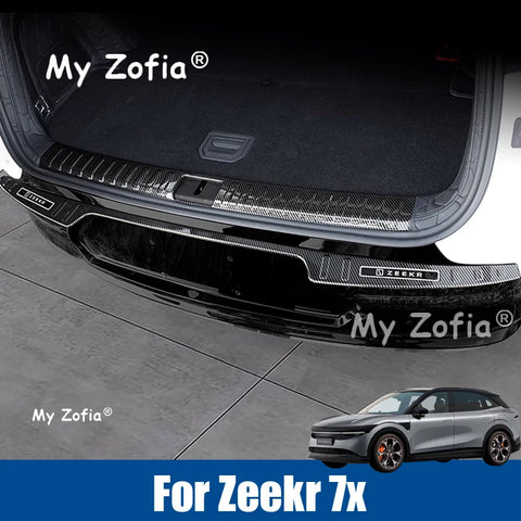 Rear Trunk Bumper Guard Cover Sticker Boot Plate For Zeekr 7X 2025 2026 Car Protector ABS Carbon fiber Decoration Accessories