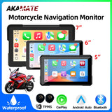 7in Motorcycle GPS Monitor Wireless CarPlay Universal Car Interior Accessory AKAMATE