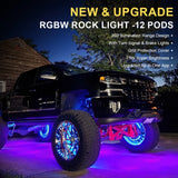 RGB LED Rock Lights For Truck ATV UTV Jeep Off-Road Boat APP Remote Control Car Underglow Neon Lighting Wheel Well Light 12v