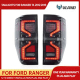 Sequential LED Tail Lights for Ford Ranger 2012-22 Car Interior Accessory Vland Smoke United States