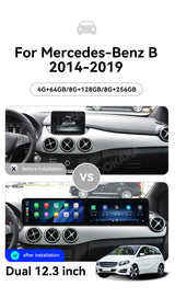24.6" Dual Screen Android Stereo for Mercedes B-Class 2014–2019 Android Head Unit Aotsr