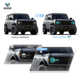 Full LED Projector Headlights for Ford Bronco 2020-2024 LED Ambient Light Vland