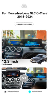 24.6-inch Dual Touch Screen Android 13 System for Mercedes GLC/C-Class Android Head Unit Aotsr