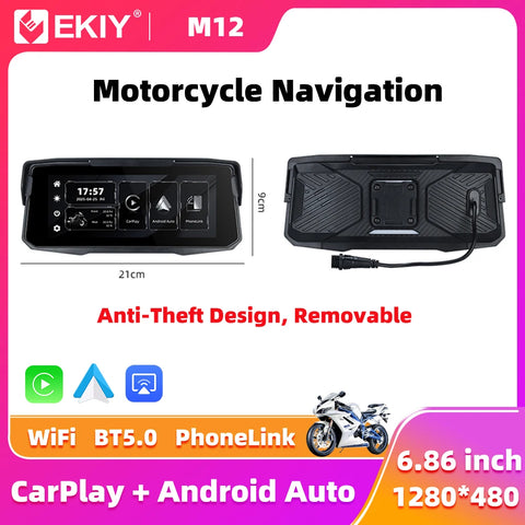 6.86" GPS Navigation Screen for Universal Motorcycles Android Head Unit EKIY