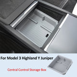For Tesla Model 3 Highland Y Juniper Car Central Control Storage Box Double-layer Armrest Organizer Auto Interior Accessories