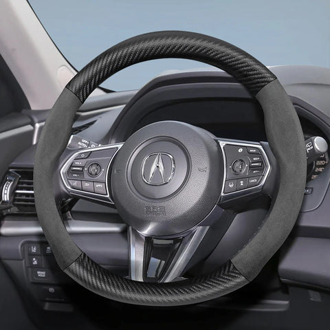 Acura Matte Carbon Fiber Suede Steering Wheel Cover Car Interior Accessory Hocasen