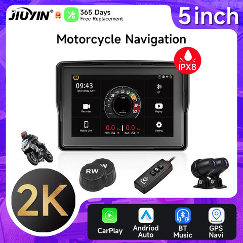 5-Inch Wireless Motorcycle GPS Dashcam for All Bikes Motorcycle GPS JIUYIN