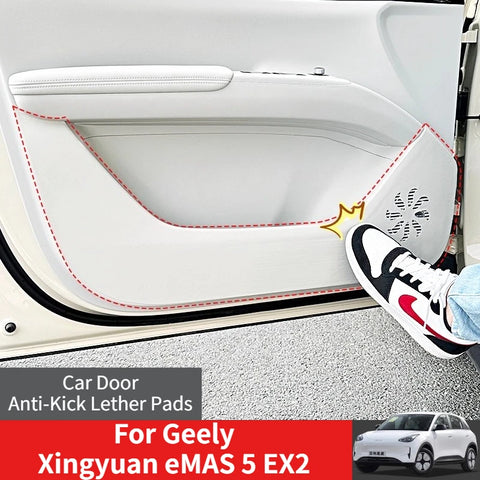For Geely Xingyuan eMAS 5 EX2 24-26 Car Door Anti-Kick Lether Pads Front Rear Door Scratch-resistant Sticker Car Accessories