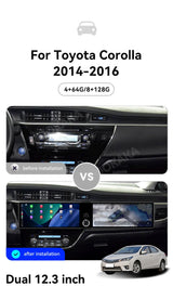 Android 13 Dual Screen Head Unit for Toyota Corolla 2014-2016 Android Head Unit Aotsr