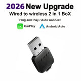 2-in-1 Wireless CarPlay and Android Auto Adapter Plug & Play