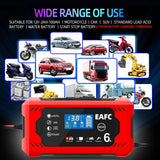 Car Battery Charger 12V 6A Intelligent Fast Charging Pulse Repair Type Full Auto-Stop Dual-Mode Lead Acid for Motorcycle Truc