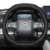 Ultra-Thin Leather Steering Wheel Cover for Citroen Car Interior Accessory Hocasen Black Punch Oval