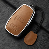 Aluminum Alloy Goatskin Car Key Case Cover for Subaru BRZ XV SV Forester Legacy Outback Crosstrek Impreza WRX Ascent keychain