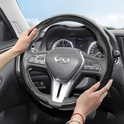 Carbon Fiber Texture Steering Cover for Infiniti Car Interior Accessory Hocasen