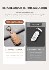 Car Remote Key Case Cover For Voyah Free Dream Phev i-Land 2024 Sheep Suede Key Case Shell Fob Protective Keychains Accessori