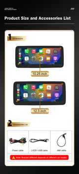 10.25-Inch Wireless CarPlay Android Auto Display for Benz GLK