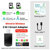 2-in-1 Wireless CarPlay and Android Auto Adapter for Universal