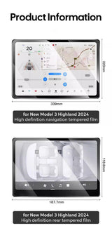 Tempered Glass Film Protector for New Tesla Model 3 Highland 2024 Rear Center Control Touch Screen