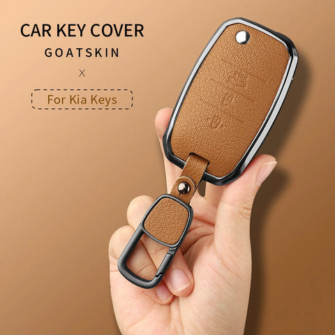 Metal and Leather Car Key Case Cover For KIA Sid Rio Soul Sportage Ceed Sorento Cerato K2 K3 K4 K5 Car Key Case OEM