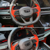 For New Geely Coolray 2023 2024 2025 Car Label Sticker Front Logo Frame Head Bumper Steering wheel Decor Sticker Cover Black