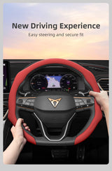 Perforated Leather Steering Wheel Cover for Cupra